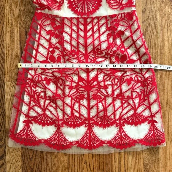 Anthropologie | Geisha Designs | Sugared Ruby Red Lace Dress | Size 6 - Picture 10 of 17